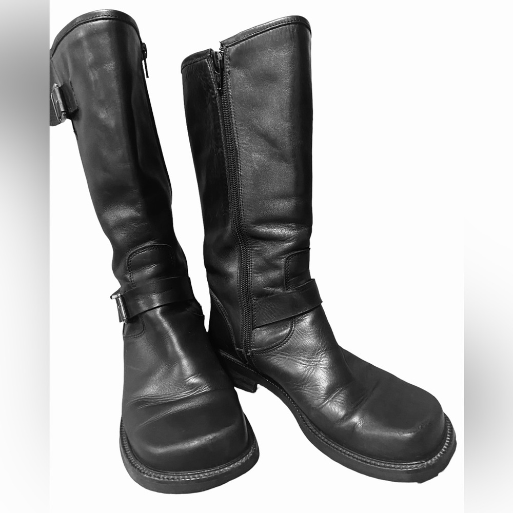 Cordani Black Leather Mid-Calf Riding Boots